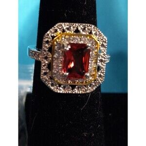 New Pink Square Crystal Ring Size 7.